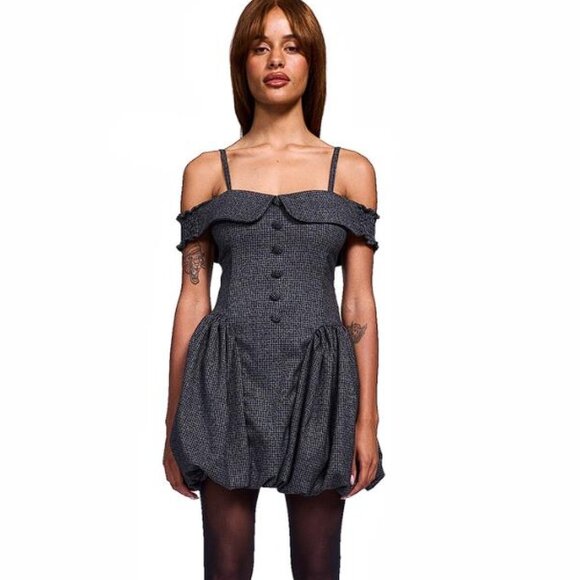 TACH Women's Vega Dress Size XS In Black Plaid - Picture 1 of 8